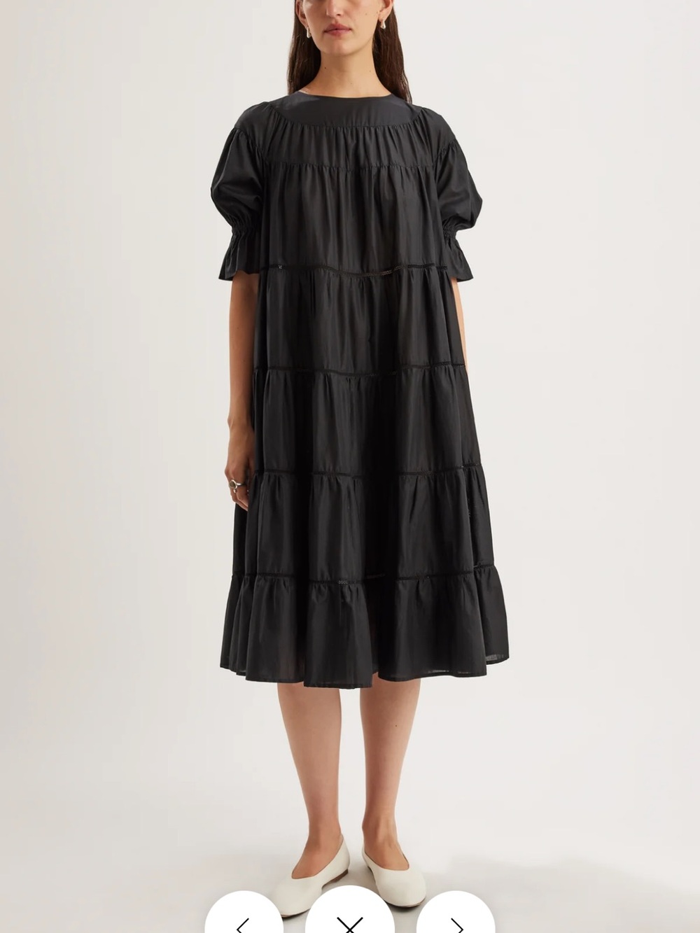 PARADIS DRESS Black Tiered Midi Dress